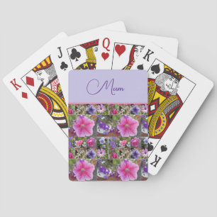 Pink Rose Penunia Daisy Flowers Floral Mothers Day Playing Cards