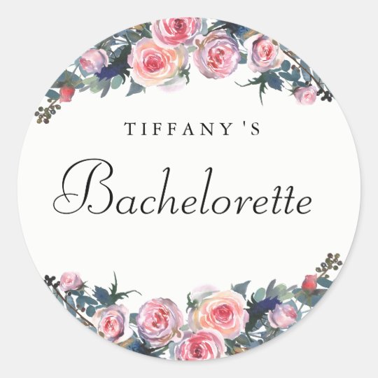 Pink Rose Peony Floral Bachelorette Sticker