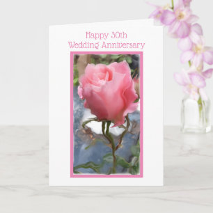 Pink Rose Personalised 30th Wedding Anniversary Card