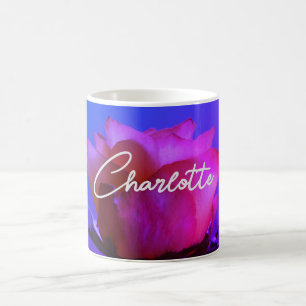 Pink Rose Personalizable Name Coffee Mug