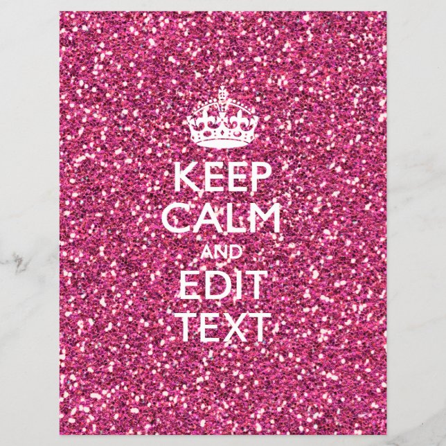 Pink Rose Personalized KEEP CALM AND Your Text Flyer (Front)