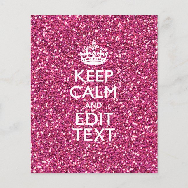 Pink Rose Personalized KEEP CALM AND Your Text Flyer (Front)
