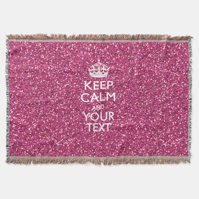 Pink Rose Personalized KEEP CALM AND Your Text Throw Blanket (Front)