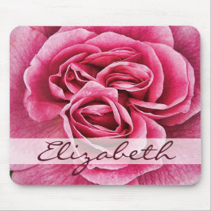 Pink Rose Personalized Mouse Pad