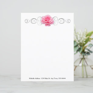 Pink Rose Personalized Paper Sheet