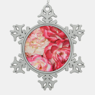 Pink rose petals christmas ornament