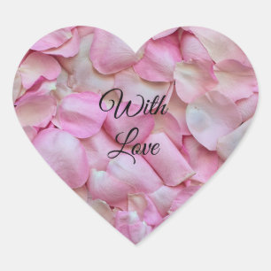 Pink Rose Petals Floral Heart Sticker