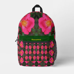 Pink Rose Petals Floral Personalized Printed Backpack
