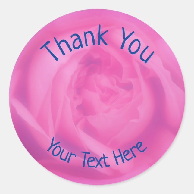 Pink Rose Petals Flower Thank You Personalized Classic Round Sticker (Front)