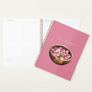 Pink Rose Petals Flowers Bowl Planner