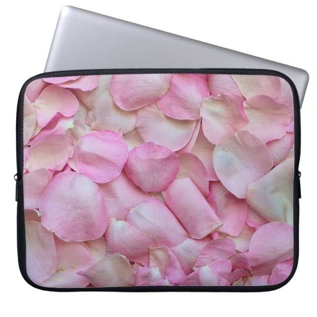 Pink Rose Petals Laptop Sleeve (Front)