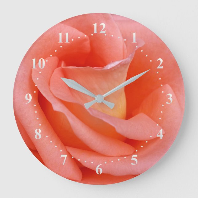pink rose petals large clock (Front)