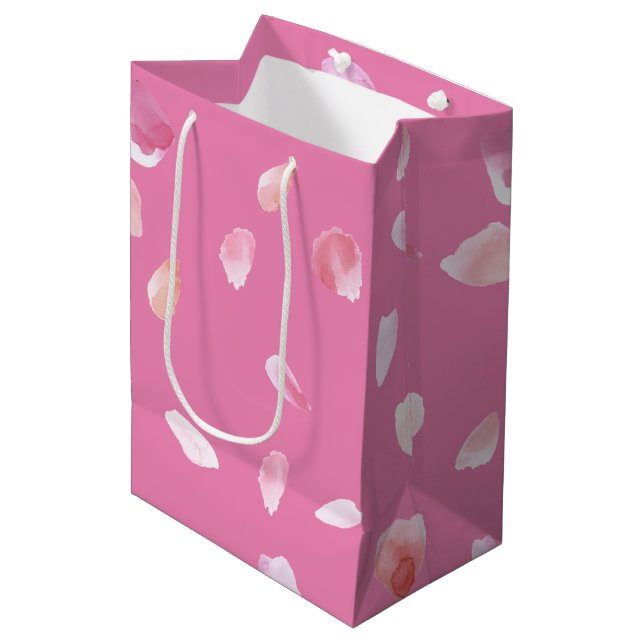 Pink Rose Petals Medium Gift Bag (Front Angled)