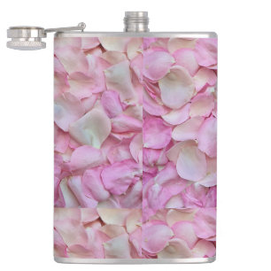 Pink Rose Petals Pattern Hip Flask