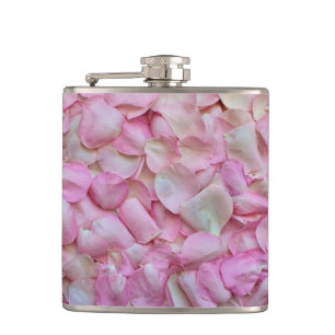 Pink Rose Petals Pattern Hip Flask