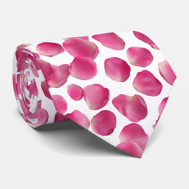 Pink Rose Petals Pattern Tie (Rolled)