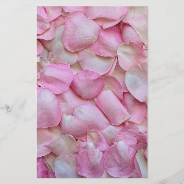 Pink Rose Petals Stationery (Front)