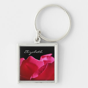 Pink Rose Petals With Name Keychain