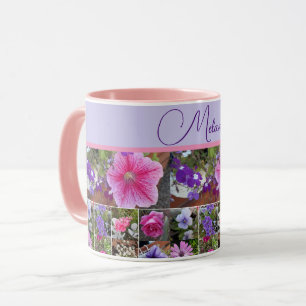 Pink Rose Petunia Flowers Floral Customizable Mug
