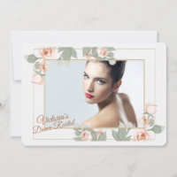 Pink Rose Photo Frame Invitation