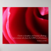 Pink Rose Photography Proverbs 31:30 Poster Imprim
