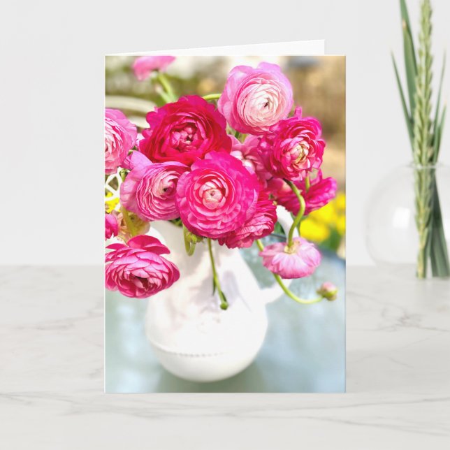 Pink Rose Pierre-Joseph Redoute Greeting Card (Front)
