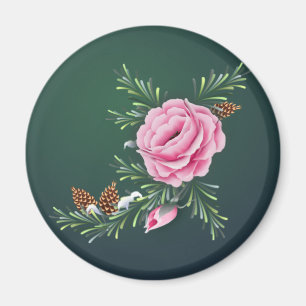PINK ROSE & PINE by SHARON SHARPE Magnet