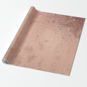 Pink Rose Powder Gold Grunge Metallic Red Copper Wrapping Paper
