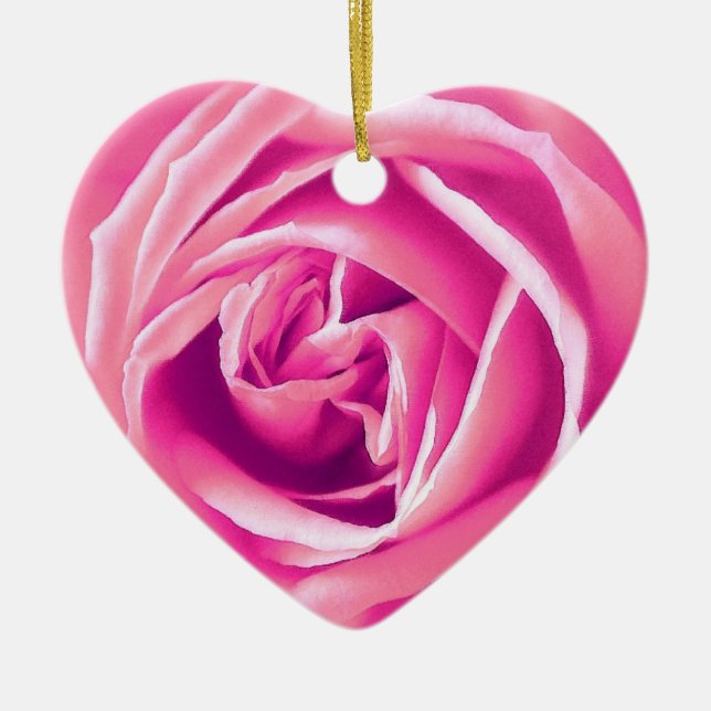 Pink rose print ceramic ornament (Front)