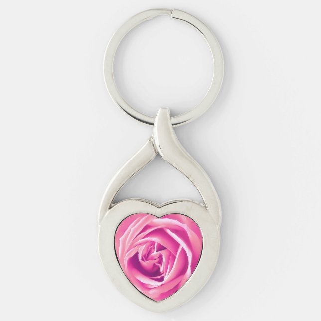 Pink rose print keychain (Front)