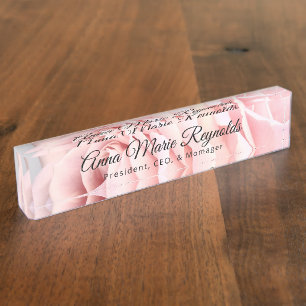 Pink Rose Professional Nameplate