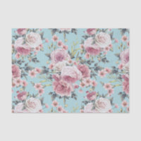 Pink Rose Profusion - Teal Background