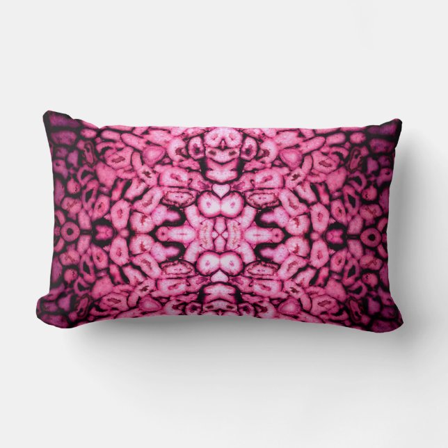 Pink Rose Quartz Agate Geodes abstract pattern Lumbar Pillow (Front)