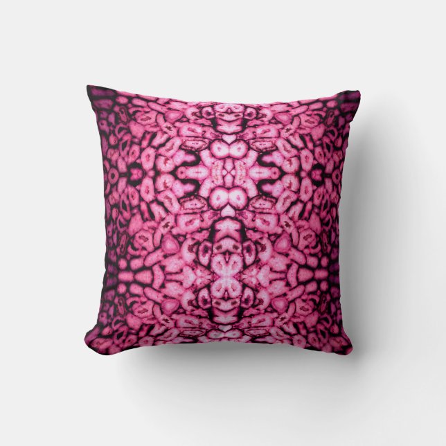 Pink Rose Quartz Agate Geodes abstract pattern Throw Pillow (Front)