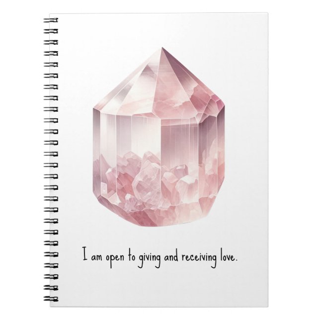 Pink Rose Quartz Crystal Love Spell Magic  Notebook (Front)