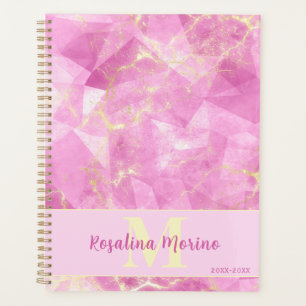 Pink Rose Quartz Geometric Marble with Gold Planner