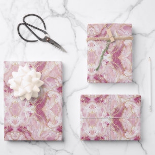 Pink Rose Quartz Marble Wrapping Paper Sheet