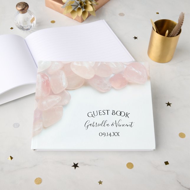 Pink Rose Quartz Wedding Guest Book (Front Open)