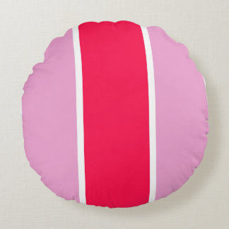 Pink rose, red and white lines round pillow