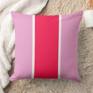 Pink rose, red and white lines throw pillow