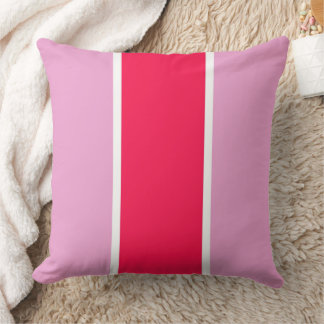 Pink rose, red and white lines throw pillow