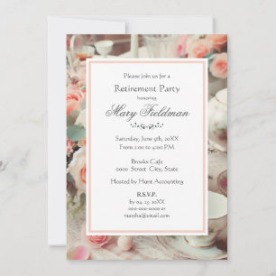Pink Rose Retirement Party Invitation