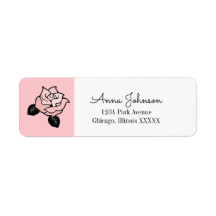 Pink Rose Return Address Label