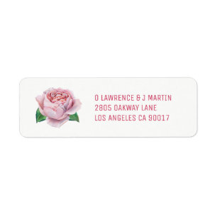 PInk Rose Return Address Labels