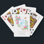 Pink Rose Ribbon 40th Birthday Playing Cards<br><div class="desc">Lovely and elegant rose with butterfly.</div>