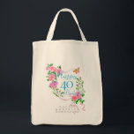 Pink Rose Ribbon 40th Birthday Tote Bag<br><div class="desc">Lovely and elegant rose with butterfly.</div>