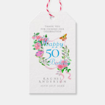 Pink Rose Ribbon 50th Birthday