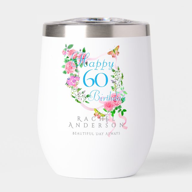 Pink Rose Ribbon 60th Birthday (Avant)