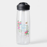 Pink Rose Ribbon 70th Birthday Water Bottle<br><div class="desc">Beautiful chic water bottle with ribbon,  roses
and butterfly design which makes a perfect personalized gift for any female guest or birthday girl.</div>