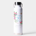 Pink Rose Ribbon 70th Birthday Water Bottle<br><div class="desc">Beautiful chic water bottle with ribbon,  roses
and butterfly design which makes a perfect personalized gift for any female guest or birthday girl.</div>